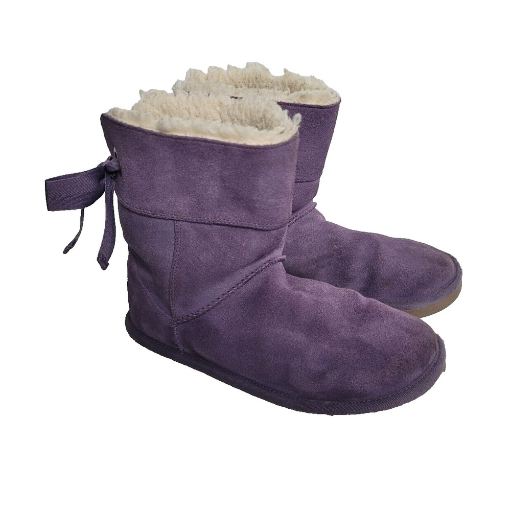 Koolaburra by UGG Kids Girls Size 3 Bow Tie Purple Andrah Short Boots #1108611